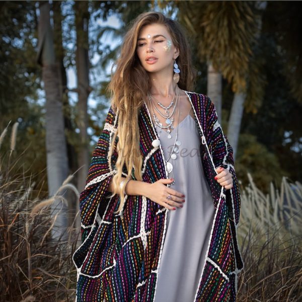 Be the Boho Icon with Our Isa Maxi Kimono: Handmade, Stitched and Embroidered for a Beach -Ready Look - Perfect for summer and Resort Wear - Image 4