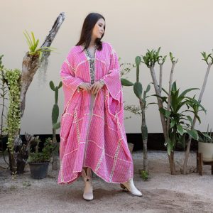 Isa Handmade Hand Crochet Embroidered Stitched Maxi Short Sleeves Kimono Duster Festival Boho Coastal Summer Resort Wear