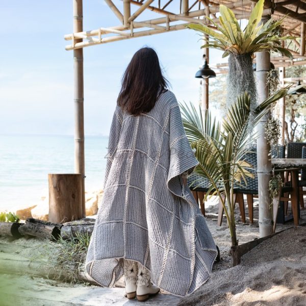 Isa Handmade Hand Crochet Embroidered Stitched Maxi Short Sleeves Kimono Duster Festival Boho Coastal Summer Resort Wear - Image 3