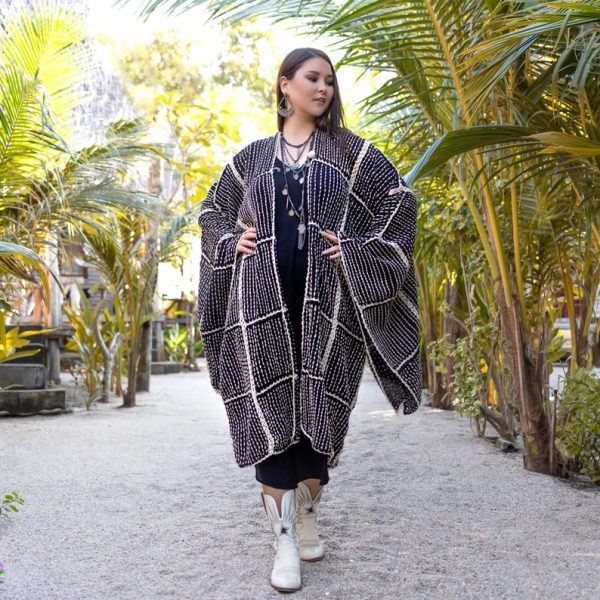 Isa Handmade Crochet Stitch Embroidered Long Sleeves Kimono Duster Festival Beach Resort Holiday Wear One Size One Plus Size - Image 2