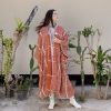 Isa Handmade Hand Crochet Embroidered Stitched Maxi Short Sleeves Kimono Duster Festival Boho Coastal Summer Resort Wear