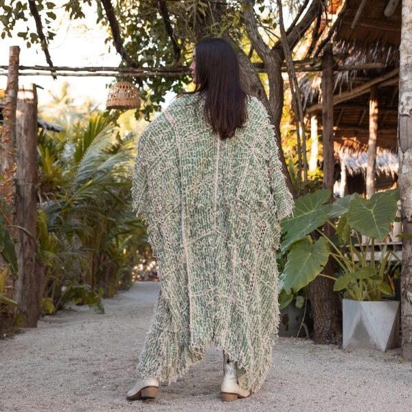 Isa Handmade Hand Crochet Embroidered Stitched Maxi Short Sleeves Kimono Duster Festival Boho Coastal Summer Resort Wear - Image 3