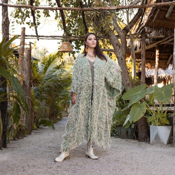 Isa Handmade Hand Crochet Embroidered Stitched Maxi Short Sleeves Kimono Duster Festival Boho Coastal Summer Resort Wear