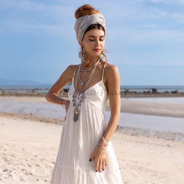 Savita Wedding Dress Boho Beach Engagement Bridal Gown Bohemian Festival Smock Maxi Dress Elegant Minimalist Classic Raw Cotton One Size