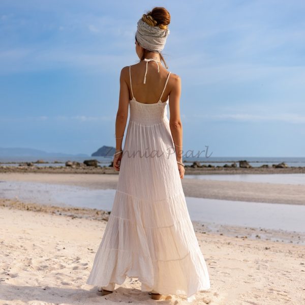 Arani Wedding Dress Boho Beach Engagement Bridal Gown Bohemian Festival Smock Maxi Dress Elegant Minimalist Classic - Image 3