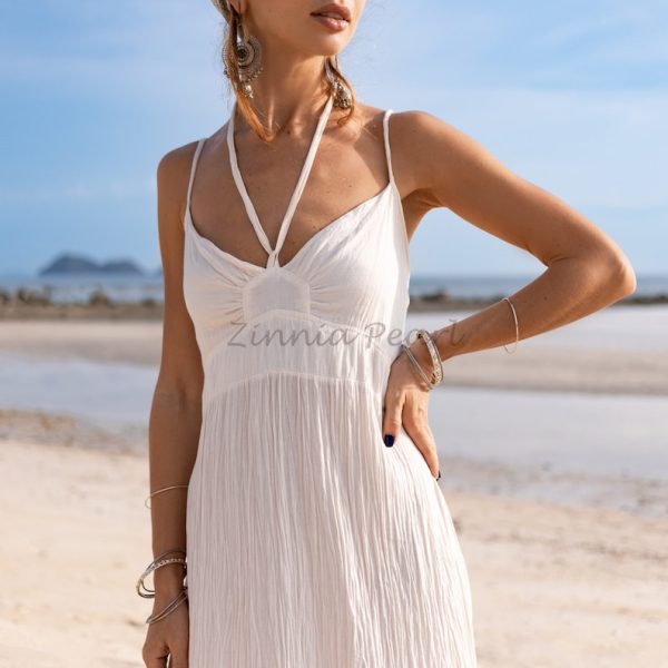 Arani Wedding Dress Boho Beach Engagement Bridal Gown Bohemian Festival Smock Maxi Dress Elegant Minimalist Classic