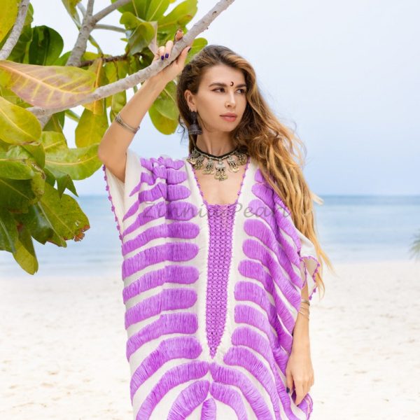 Oceano Kaftan Tunic Maxi Dress Top One Size One Plus Size XXXL Hand Embroidery Crochet Handmade Summer Vacation Beach Coverup - Image 4