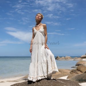 Natalie Boho Wedding Dress Engagement Bridal Gown Festival Gypsy Smock Maxi Dress Elegant Beautiful Simplicity Classic Multiple Sizes