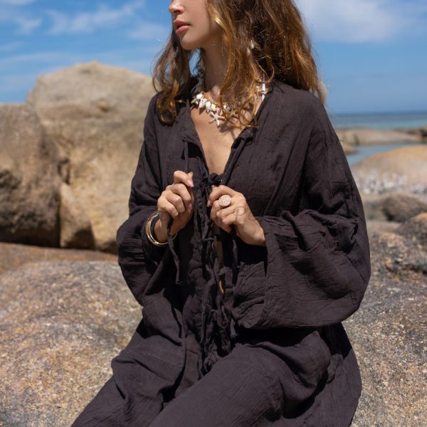 Boho Chic Aimi Kimono: Handcrafted Raw Cotton Coverup for Beach and Resort, Elegant Light, One Size and Plus 3XL - Perfect for Unique Gift - Image 4