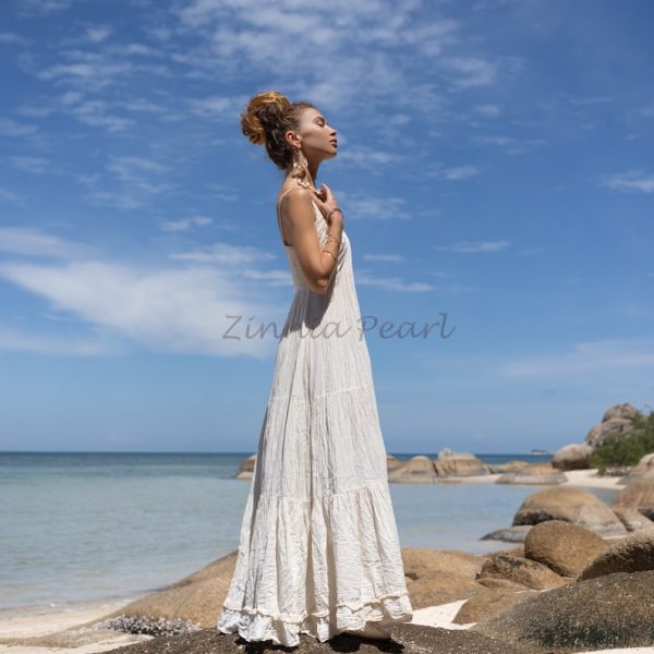 Natalie Boho Wedding Dress Engagement Bridal Gown Festival Gypsy Smock Maxi Dress Elegant Beautiful Simplicity Classic Multiple Sizes - Image 2