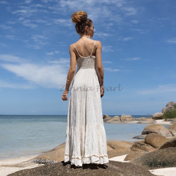 Natalie Boho Wedding Dress Engagement Bridal Gown Festival Gypsy Smock Maxi Dress Elegant Beautiful Simplicity Classic Multiple Sizes - Image 3