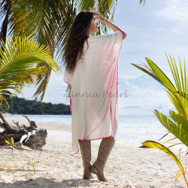 Oceano Kaftan Embroidered Crocheted Tunic Maxi Dress Top One Plus Size Fits XXXL Handmade Vacation Resort Beach Coverup Soecial Gifts - Image 3