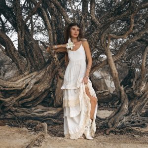 Lacey Romance Maxi: A Boho-Chic Wedding Dress for the Free-Spirited Bride - Elegant for Beach Vacations & Resort Getaways - Multi Sizes