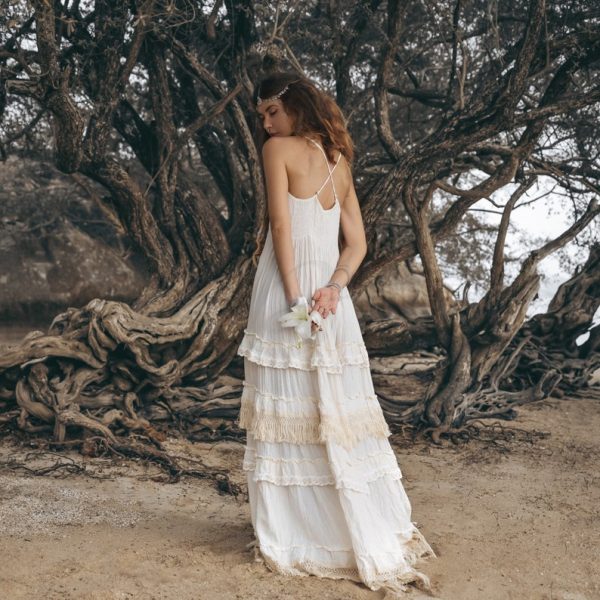 Lacey Romance Maxi: A Boho-Chic Wedding Dress for the Free-Spirited Bride - Elegant for Beach Vacations & Resort Getaways - Multi Sizes - Image 3