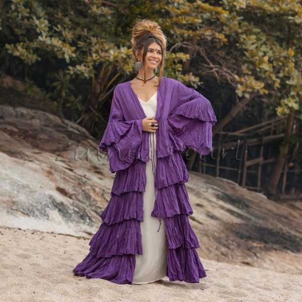 Bali Bliss Kimono - Zinnia Pearl Eleganza: Embrace Your Boho Goddess Vibes - Handcrafted Beauty in an Array of Sizes!