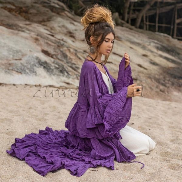 Bali Bliss Kimono - Zinnia Pearl Eleganza: Embrace Your Boho Goddess Vibes - Handcrafted Beauty in an Array of Sizes! - Image 2