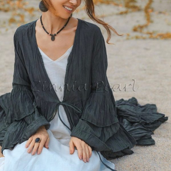 Enchanting Bali Bliss Ruffled Kimono - Ignite Your Boho Soul - Your Perfect Companion for Festival Vibes, Beach Wedding in Array of Sizes