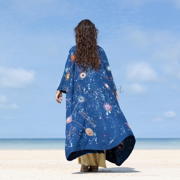 Kosmos-Celestial Vibes: Handcrafted Canvas Cotton Kimono Patchwork Duster - Boho Statement Piece- Inclusive Sizing - Plus Size Perfection! - Image 3