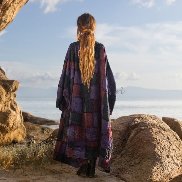 Veda - Ethereal Splendor - Handcrafted Plus Size Patchwork Kimono Duster - A Vintage-inspired Masterpiece - Image 3