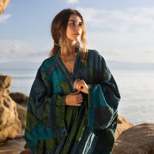 Veda - Ethereal Splendor - Handcrafted Plus Size Patchwork Kimono Duster - A Vintage-inspired Masterpiece - Image 3