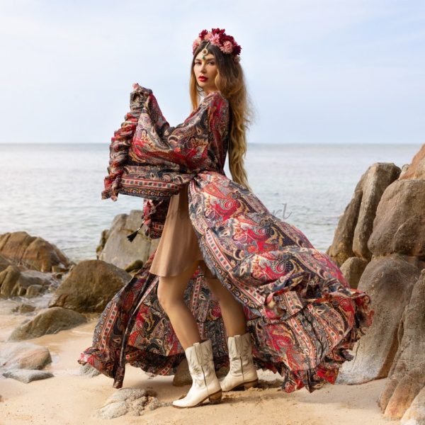 Cara Kimono- Silky Sophistication: A Boho-Chic Duster, Ideal for Parties, Lounging, and Beach Escapes, Perfect for Memorable Photoshoot! - Image 2