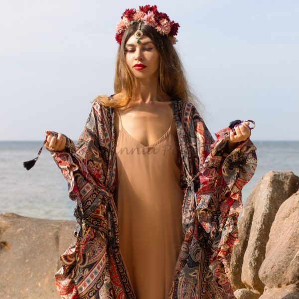 Cara Kimono- Silky Sophistication: A Boho-Chic Duster, Ideal for Parties, Lounging, and Beach Escapes, Perfect for Memorable Photoshoot! - Image 4