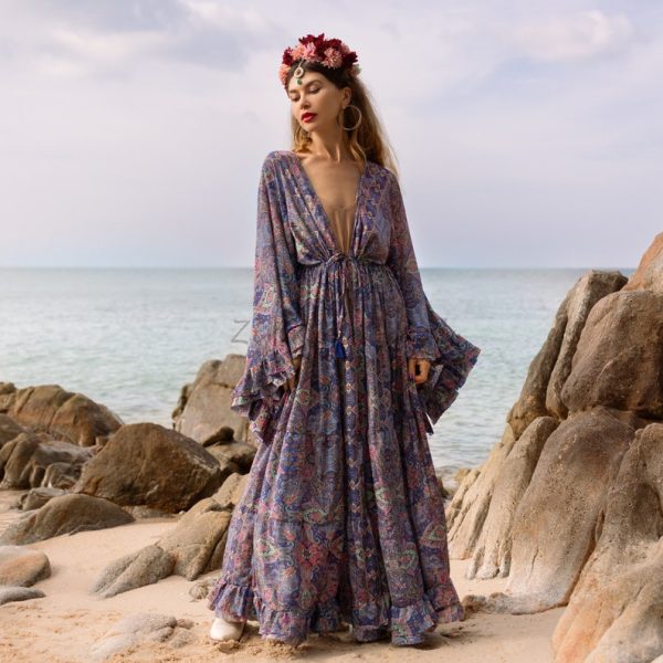 Cara Kimono- Silky Sophistication: A Boho-Chic Duster, Ideal for Parties, Lounging, and Beach Escapes, Perfect for Memorable Photoshoot!