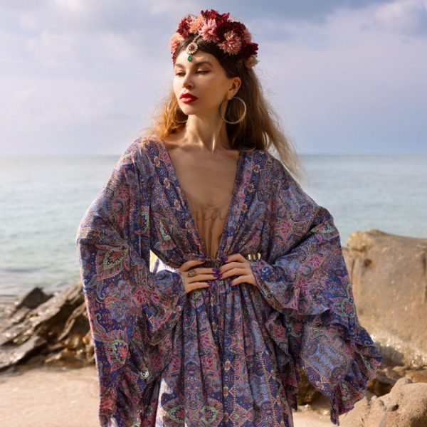 Cara Kimono- Silky Sophistication: A Boho-Chic Duster, Ideal for Parties, Lounging, and Beach Escapes, Perfect for Memorable Photoshoot!