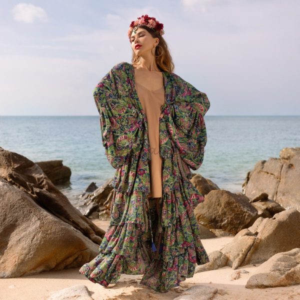 Bali Kimono - Silky Sophistication: Perfect for Beach Getaways, Weddings, House Parties, and Stylish Lounge Outings - Inclusive Sizing to 3X - Image 2