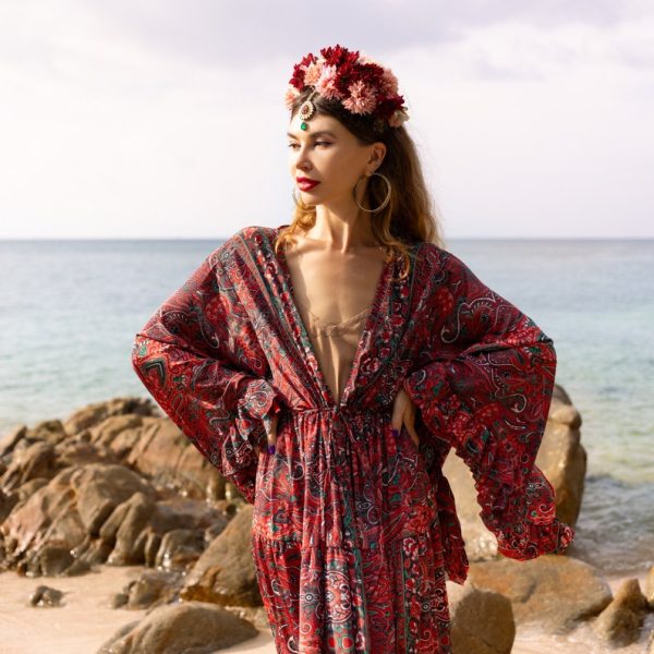 Cara Kimono- Silky Sophistication: A Boho-Chic Duster, Ideal for Parties, Lounging, and Beach Escapes, Perfect for Memorable Photoshoot!