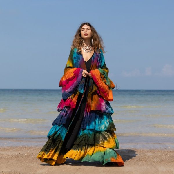 Bali Bliss Tiedye Kimono - Zinnia Pearl Eleganza: Embrace Your Boho Goddess Vibes - Handcrafted Beauty in an Array of Sizes!