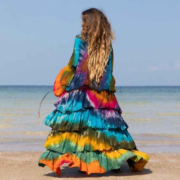 Bali Bliss Tiedye Kimono - Zinnia Pearl Eleganza: Embrace Your Boho Goddess Vibes - Handcrafted Beauty in an Array of Sizes! - Image 4