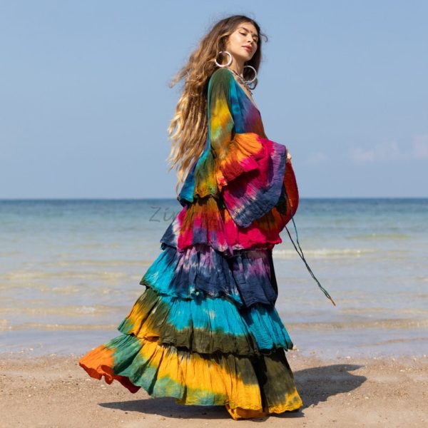 Bali Bliss Tiedye Kimono - Zinnia Pearl Eleganza: Embrace Your Boho Goddess Vibes - Handcrafted Beauty in an Array of Sizes! - Image 3