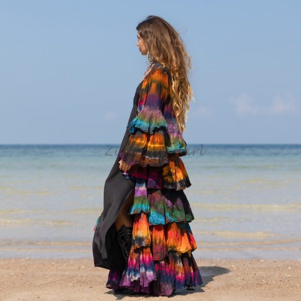 Bali Bliss Tiedye Kimono - Zinnia Pearl Eleganza: Embrace Your Boho Goddess Vibes - Handcrafted Beauty in an Array of Sizes! - Image 2