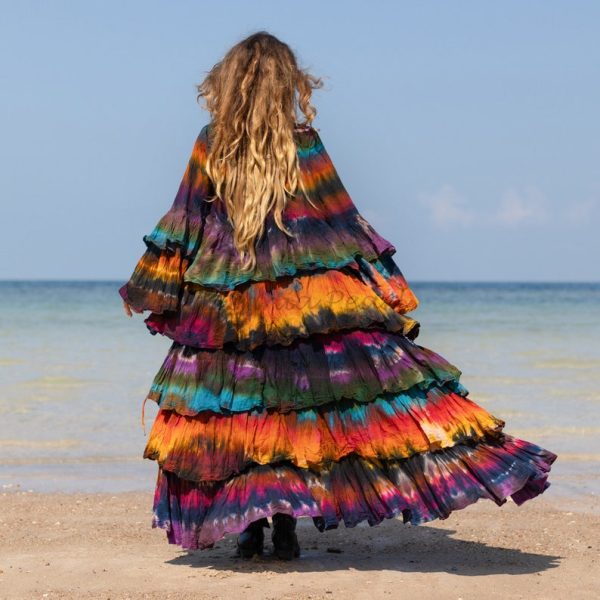 Bali Bliss Tiedye Kimono - Zinnia Pearl Eleganza: Embrace Your Boho Goddess Vibes - Handcrafted Beauty in an Array of Sizes! - Image 5