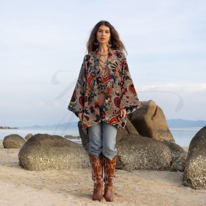 Mei - Velvet Whisper Kimono - handmade jacket for Boho lovers - inclusive Sizes - Exquisitely Crafted for Your Unique Style