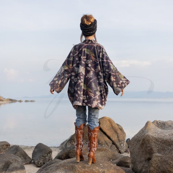 Mei - Velvet Whisper Kimono - handmade jacket for Boho lovers - inclusive Sizes - Exquisitely Crafted for Your Unique Style