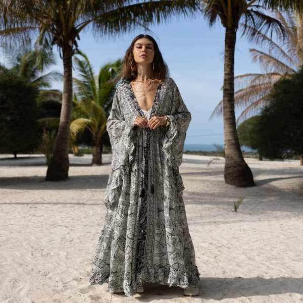 Cara Kimono- Silky Sophistication: A Boho-Chic Duster, Ideal for Parties, Lounging, and Beach Escapes, Perfect for Memorable Photoshoot!