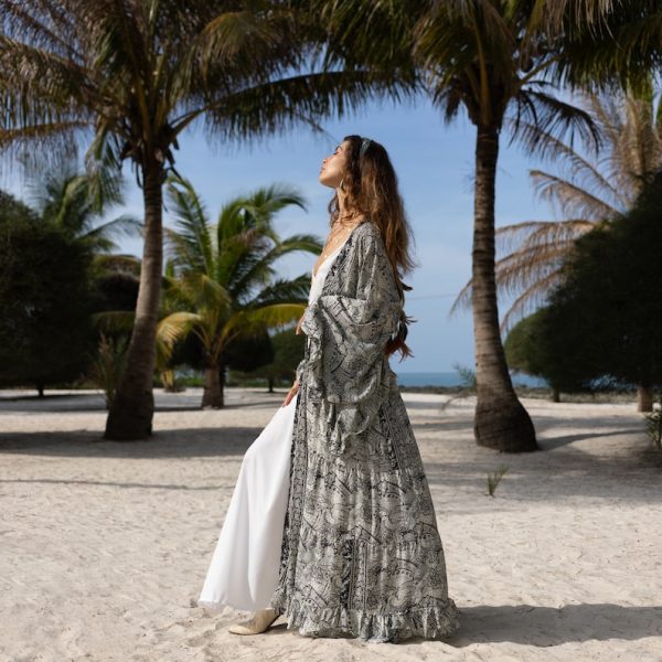 Cara Kimono- Silky Sophistication: A Boho-Chic Duster, Ideal for Parties, Lounging, and Beach Escapes, Perfect for Memorable Photoshoot! - Image 2