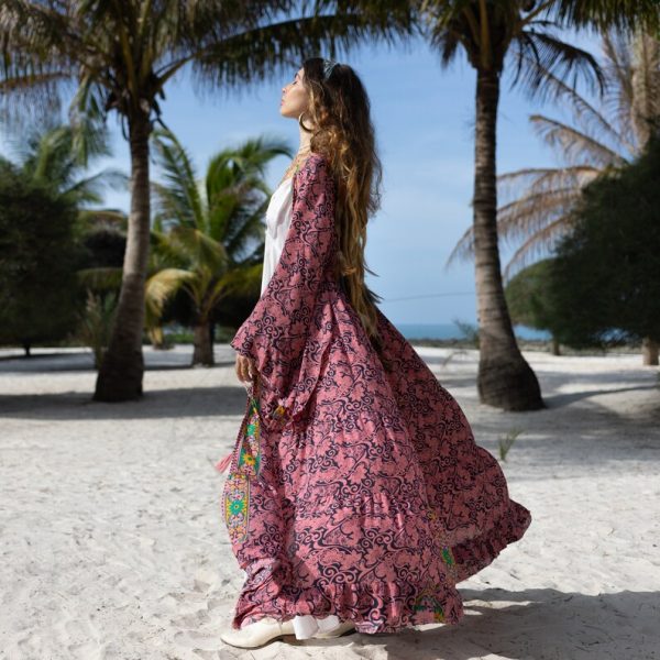 Cara Kimono- Silky Sophistication: A Boho-Chic Duster, Ideal for Parties, Lounging, and Beach Escapes, Perfect for Memorable Photoshoot! - Image 2