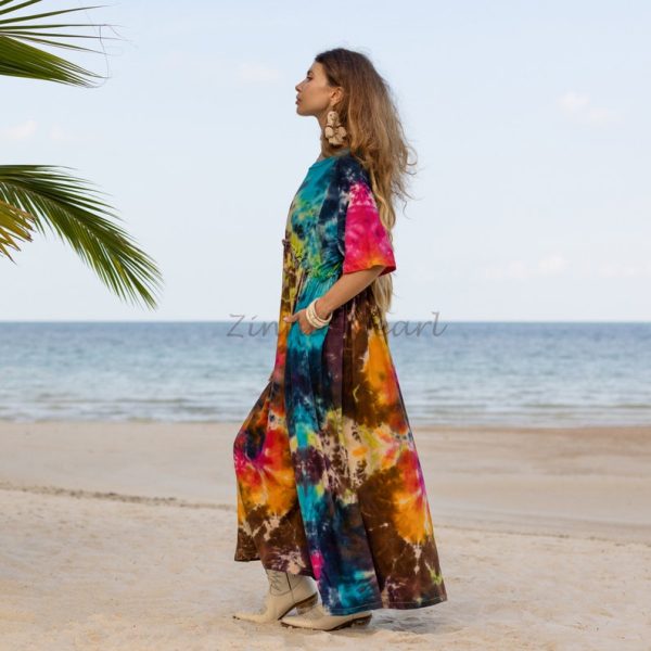 Kalina Bliss Tie Dye Maxi: Embrace Your Free Spirit in Boho Chic Style - Handmade with love for every one - Channels Hippie Vibes with ZP