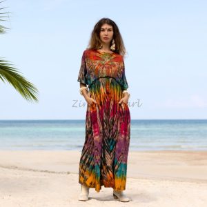 Kalina Bliss Tie Dye Maxi: Embrace Your Free Spirit in Boho Chic Style - Handmade with love for every one - Channels Hippie Vibes with ZP