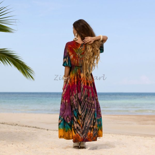 Kalina Bliss Tie Dye Maxi: Embrace Your Free Spirit in Boho Chic Style - Handmade with love for every one - Channels Hippie Vibes with ZP