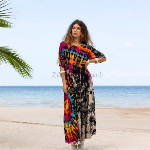 Kalina Bliss Tie Dye Maxi: Embrace Your Free Spirit in Boho Chic Style - Handmade with love for every one - Channels Hippie Vibes with ZP