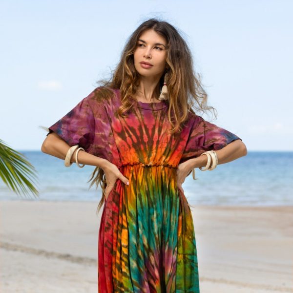 Kalina Bliss Tie Dye Maxi: Embrace Your Free Spirit in Boho Chic Style - Handmade with love for every one - Channels Hippie Vibes with ZP