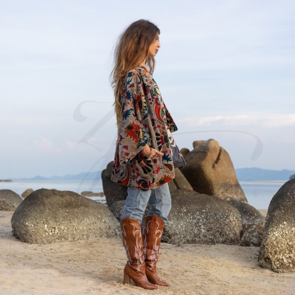 Mei - Velvet Whisper Kimono - handmade jacket for Boho lovers - inclusive Sizes - Exquisitely Crafted for Your Unique Style - Image 3