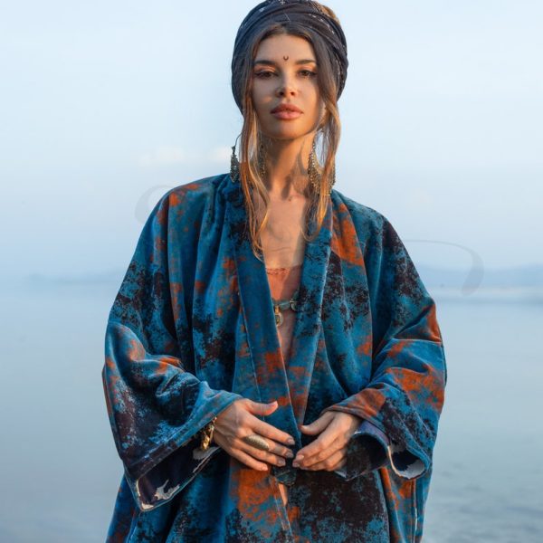 Mei - Velvet Whisper Kimono - handmade jacket for Boho lovers - inclusive Sizes - Exquisitely Crafted for Your Unique Style - Image 3