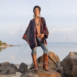 Mei - Velvet Whisper Kimono - handmade jacket for Boho lovers - inclusive Sizes - Exquisitely Crafted for Your Unique Style