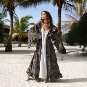 Cara Kimono- Silky Sophistication: A Boho-Chic Duster, Ideal for Parties, Lounging, and Beach Escapes, Perfect for Memorable Photoshoot!