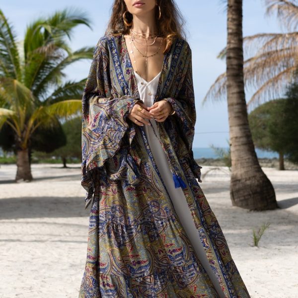 Cara Kimono- Silky Sophistication: A Boho-Chic Duster, Ideal for Parties, Lounging, and Beach Escapes, Perfect for Memorable Photoshoot! - Image 3